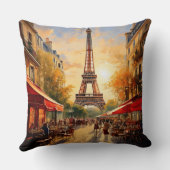 パリカフェフラワーショップエッフェルタワーの風景 クッション (裏面)