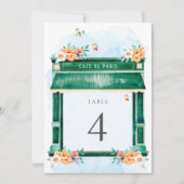 パリカフェブランジェリーウォーターカラーテーブル番号 招待状 (正面)
