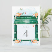 パリカフェブランジェリーウォーターカラーテーブル番号 招待状 (スタンド正面)