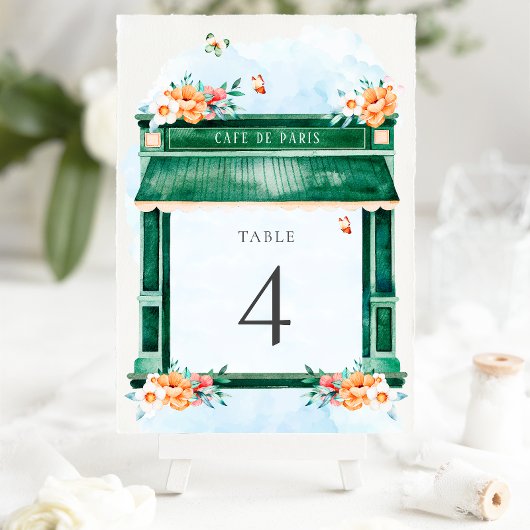 パリカフェブランジェリーウォーターカラーテーブル番号 招待状