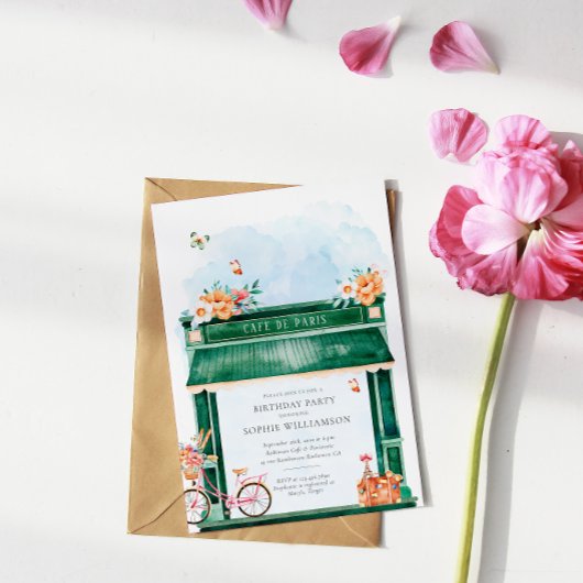 パリカフェブランジェリーウォーターカラーバースデーパーティー 招待状
