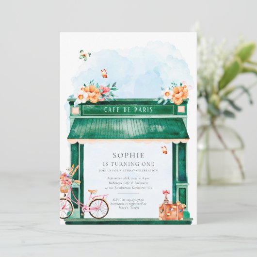 パリカフェブランジェリーウォーターカラーバースデーパーティー 招待状 (スタンド正面)