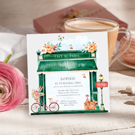 パリカフェブランジェリーウォーターカラーバーストデイパーティー 招待状