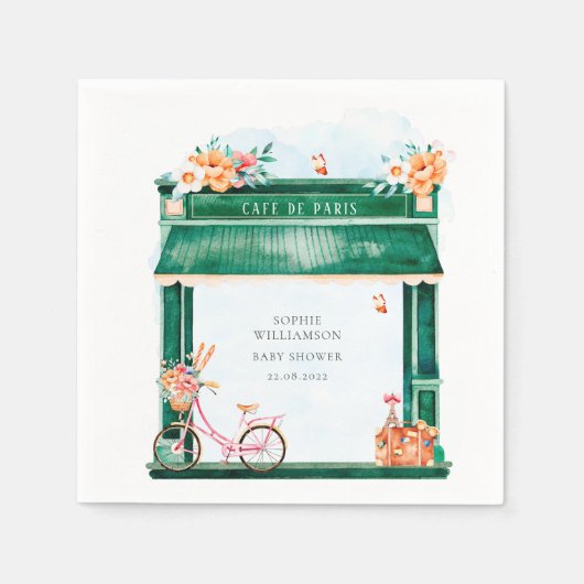 パリカフェブランジェリーウォータースカラー スタンダードカクテルナプキン (正面)