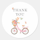 パリカフェブランジェリーピンク自転車の水彩画 ラウンドシール (正面)