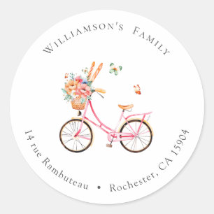 パリカフェブランジェリー自転車ウォーターカラーアドレス ラウンドシール