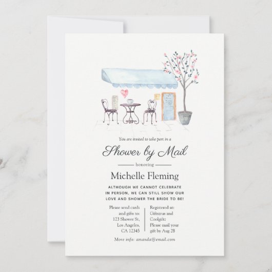 パリカフェベビー又はブライダルシャワーバイメール 招待状 (正面)