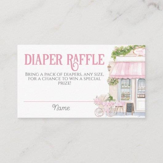 パリカフェボンジュールベブピンクベビーシャワー エンクロージャーカード (正面)