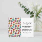 パリカラフルマカロンパターン日付の保存 ポストカード (スタンド正面)