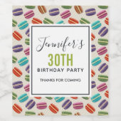 パリカラフルマカロンパターン誕生日感謝してい ワインラベル (シングルラベル)