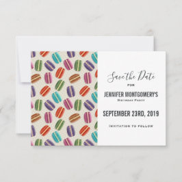 パリカラフルマカロンパターン誕生日 セーブザデート