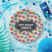 パリカラフルマカロンパターン誕生日 ペーパープレート (パーティー)