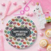 パリカラフルマカロンパターン誕生日 ペーパープレート (パーティー)