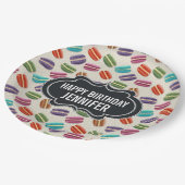 パリカラフルマカロンパターン誕生日 ペーパープレート (アングル)