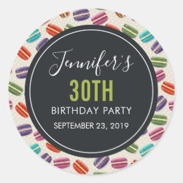 パリカラフルマカロンパターン誕生日 ラウンドシール