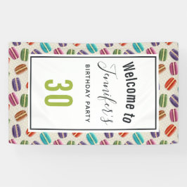 パリカラフルマカロンパターン誕生日 横断幕