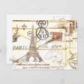 パリガーリーでシックでロマンチックな花のエッフェル塔 ポストカード (正面/裏面)