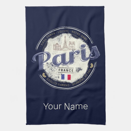 パリキャピタルフランスエッフェルタワーヴィンテージ土産 キッチンタオル (縦)