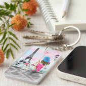 パリキーチェーンギフトでピンク色のバルーンを持つ人 キーホルダー (正面右)