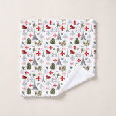 パリクリスマスエッフェルタワーホワイトバスルーム バスタオルセット (ウォッシュタオル)