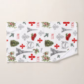 パリクリスマスエッフェルタワーホワイトバスルーム バスタオルセット (ハンドタオル)