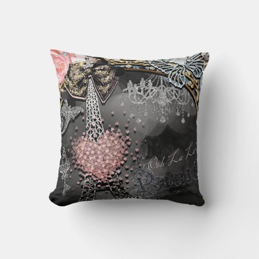 パリグラマーきらきら光るスパークルフランスガーリートレンディー クッション (正面)