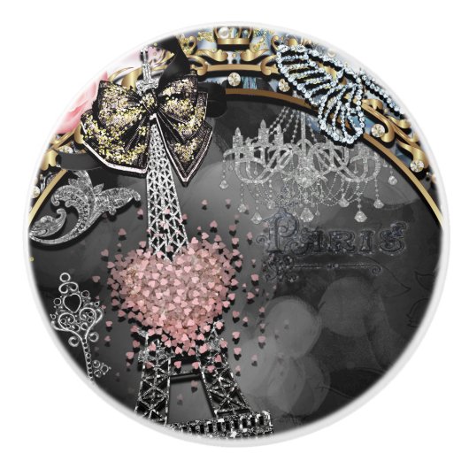 パリグラマーきらきら光るスパークルフランスガーリートレンディー セラミックノブ (正面)