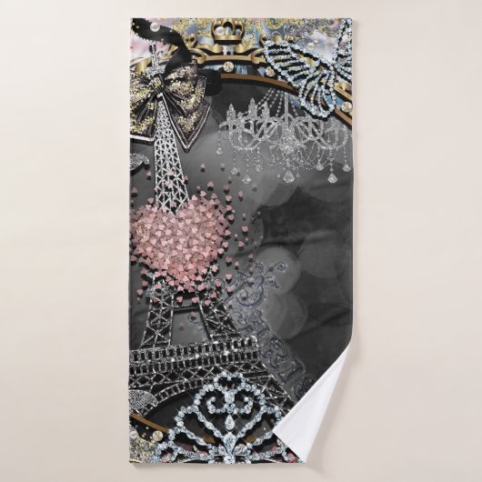 パリグラマーきらきら光るスパークルフランスガーリートレンディー バスタオルセット (バスタオル)