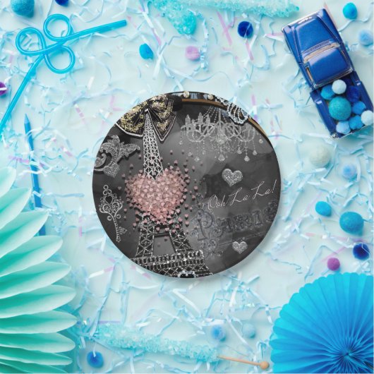 パリグラマーきらきら光るスパークルフランススウィート16パーティー ペーパープレート (パーティー)