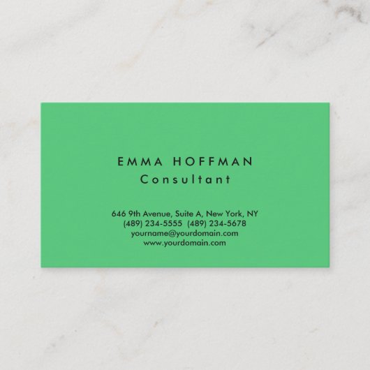 パリグリーンスタイリッシュプレーンシンプルクラシカル 名刺 (正面)