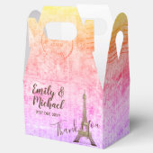 パリゲーブルボックスピンクパーソナライズされたパーチメント フェイバーボックス (オープン)