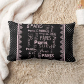 パリコレクション水玉模様、ブラック、ピンク ランバークッション (ブランケット)