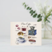 パリコーヒーとパティシリーのイラストレーション ポストカード (スタンド正面)