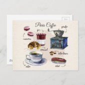 パリコーヒーとパティシリーのイラストレーション ポストカード (正面/裏面)
