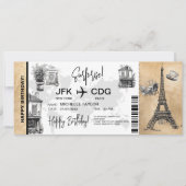 パリサプライズ誕生日ボーディングパスチケット 招待状 (正面)