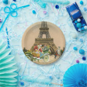 パリサンタおよび雪だるまのクリスマスの紙皿 ペーパープレート (パーティー)