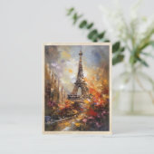 パリザエッフェルタワー抽象芸術油絵 ポストカード (スタンド正面)