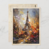 パリザエッフェルタワー抽象芸術油絵 ポストカード (正面/裏面)
