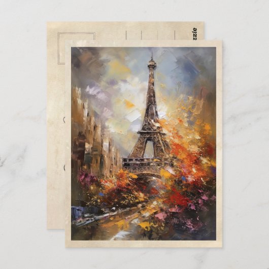 パリザエッフェルタワー抽象芸術油絵 ポストカード (正面/裏面)