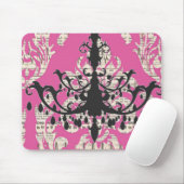 パリシックなホットピンクダマスクヴィンテージシャンデリア マウスパッド (マウス)