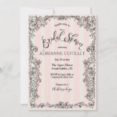 パリシック華美ピンクストライプブライダルシャワー 招待状 (正面)