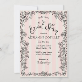パリシック華美ピンクストライプブライダルシャワー 招待状