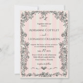 パリシック華美ピンクストライプ結婚式招待状 招待状 (正面)