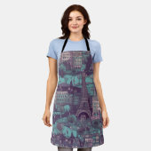 パリシティスケープinアクアヴィンテージデザイン エプロン (着用した状態)