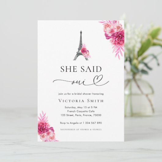 パリシャイはウィエッフェルタワーブライダルシャワーと述べた 招待状 (スタンド正面)