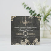 パリシャルボードヴィンテージシャンデリアタイポグラフィアート 招待状 (スタンド正面)