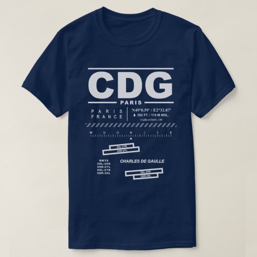 パリシャルルドゴール空港CDGティーシャツ： Tシャツ (デザイン正面)