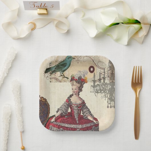 パリシャンデリアマリーアントワネットフランスのヴィンテージ ペーパープレート (ウェディング)