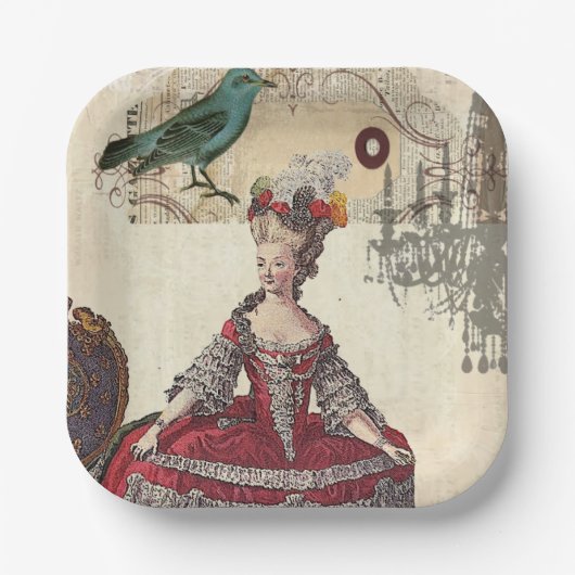 パリシャンデリアマリーアントワネットフランスのヴィンテージ ペーパープレート (正面)
