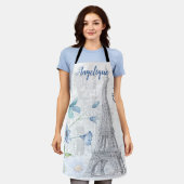 パリシーンアンドブルーフラワーズカスタム  エプロン (着用した状態)